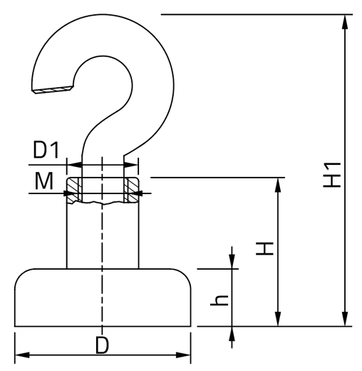 NdFeB pot magnet E 1